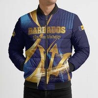 Personalized Barbados Gold Trident Bomber Puffer Jacket Luxury Style