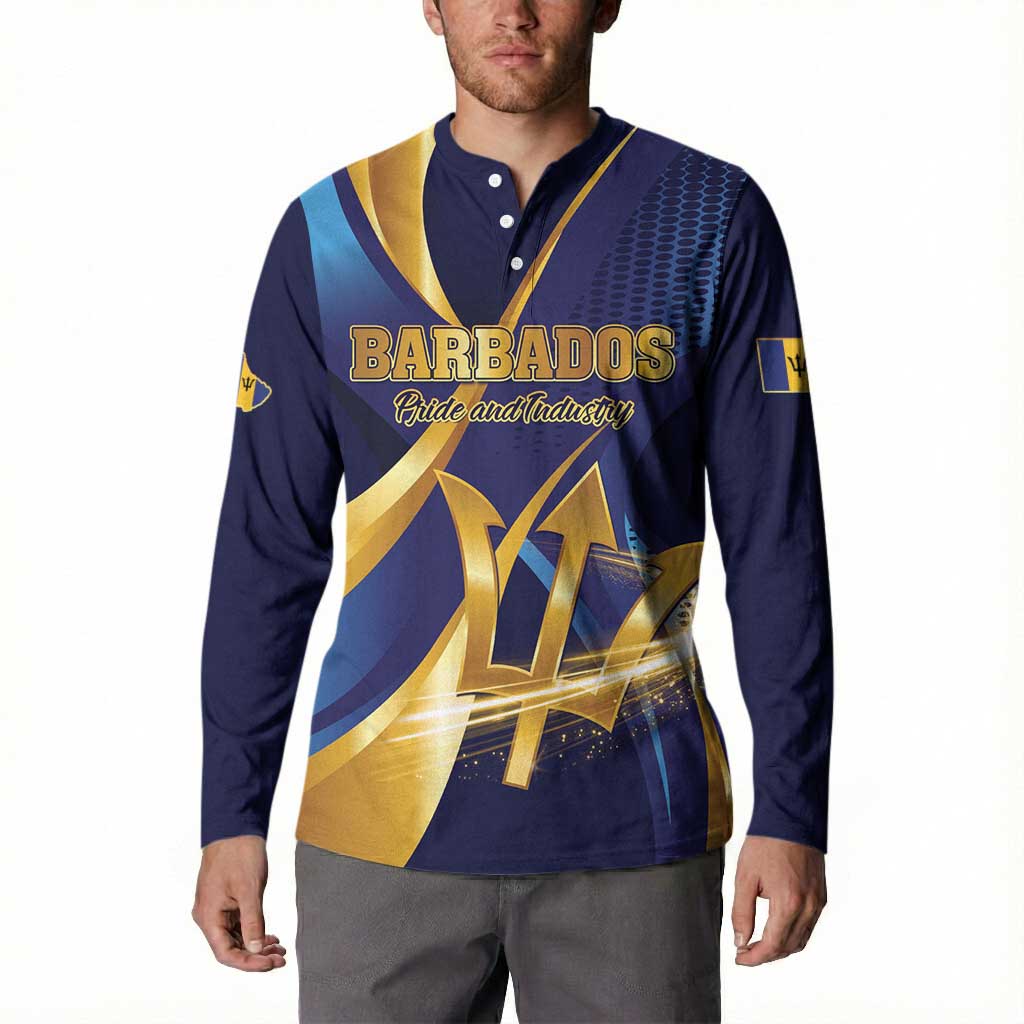 Personalized Barbados Gold Trident Button Sweatshirt Luxury Style