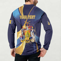 Personalized Barbados Gold Trident Button Sweatshirt Luxury Style