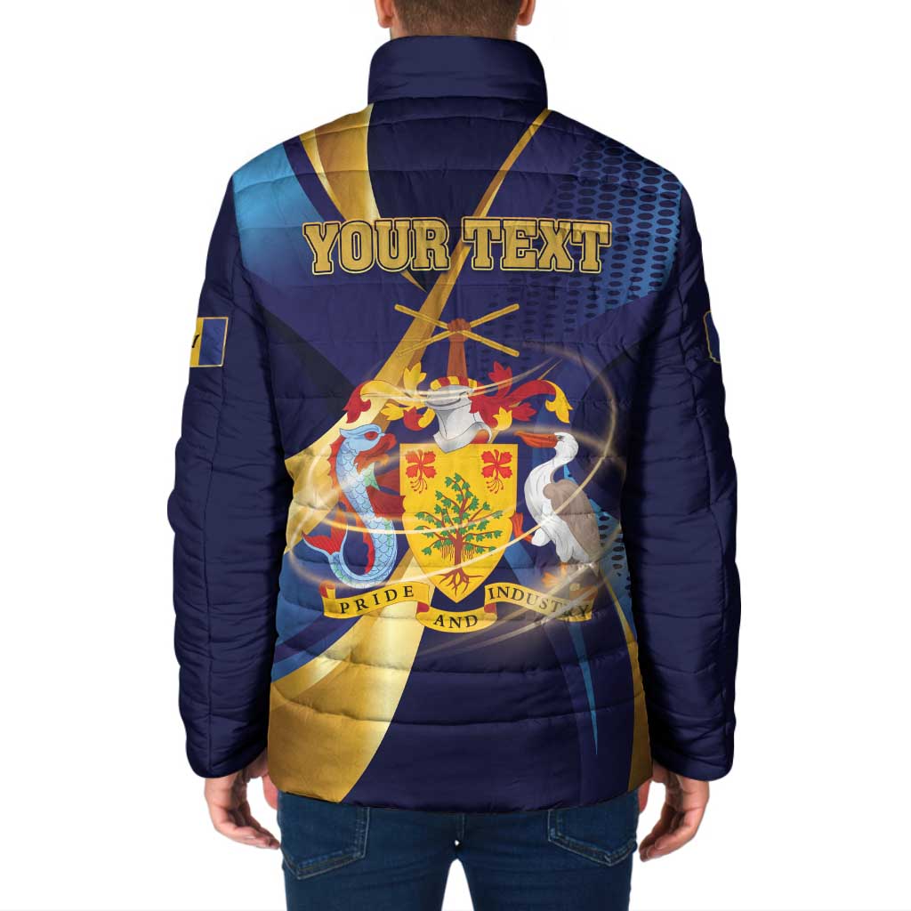 Personalized Barbados Gold Trident Padded Jacket Luxury Style