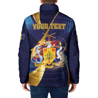 Personalized Barbados Gold Trident Padded Jacket Luxury Style