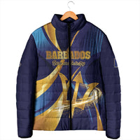 Personalized Barbados Gold Trident Padded Jacket Luxury Style