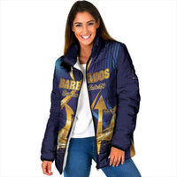 Personalized Barbados Gold Trident Padded Jacket Luxury Style