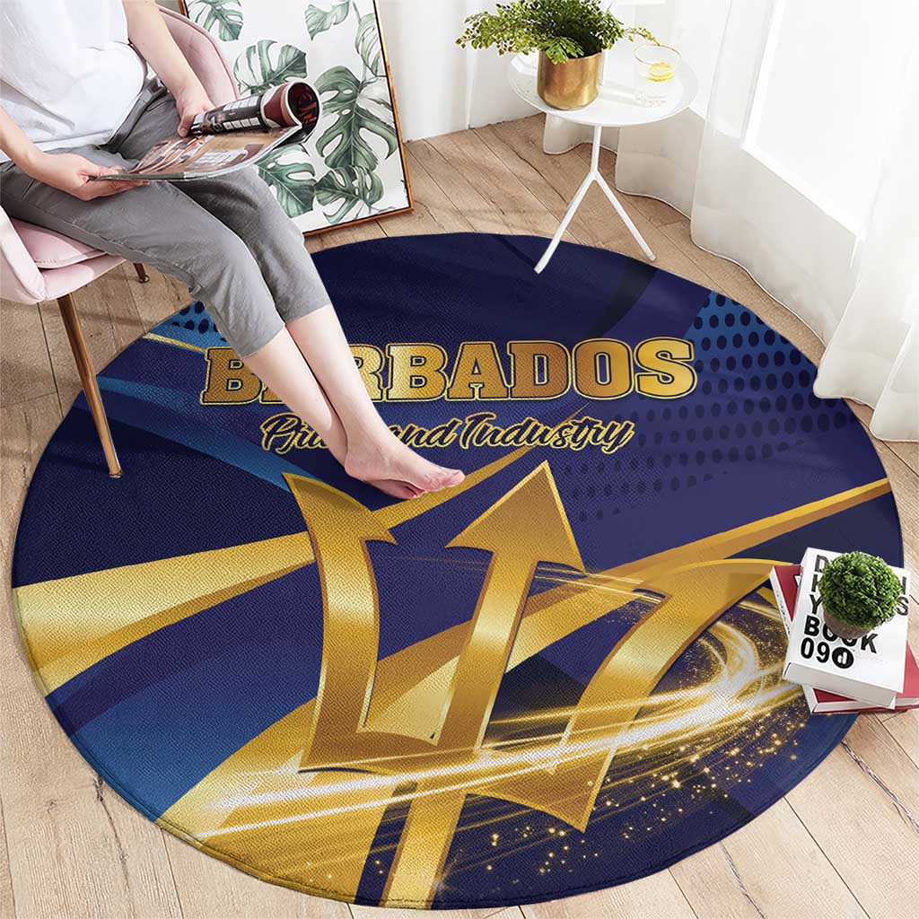 Barbados Gold Trident Round Carpet Luxury Style