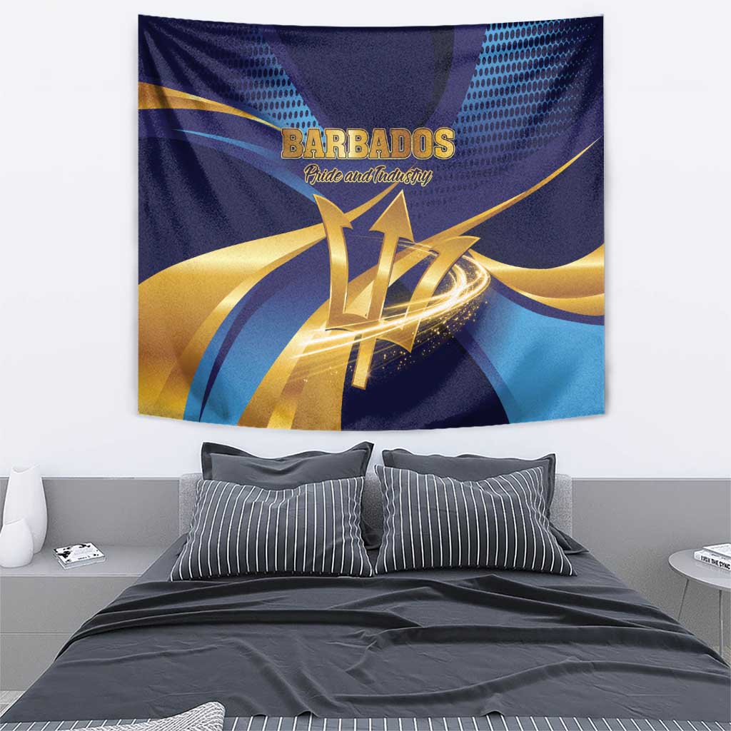 Barbados Gold Trident Tapestry Luxury Style