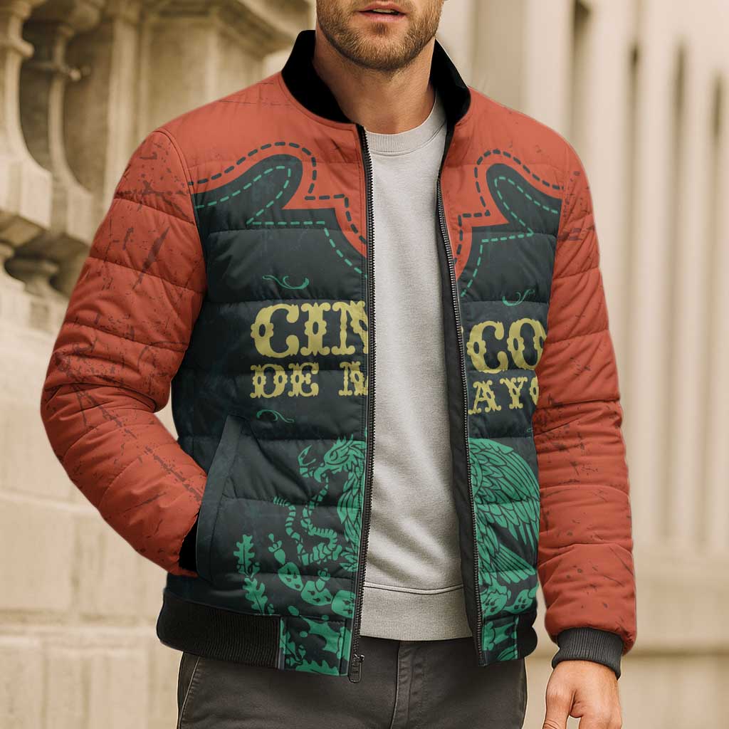 Personalized Cinco de Mayo Bomber Puffer Jacket Grunge Stylized