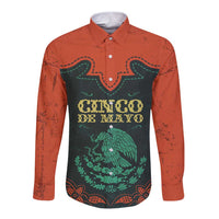 Personalized Cinco de Mayo Long Sleeve Button Shirt Grunge Stylized
