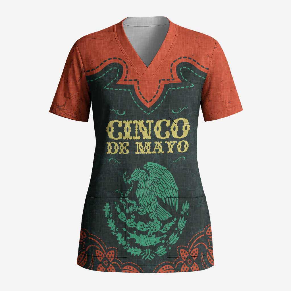 Personalized Cinco de Mayo Scrub Top Grunge Stylized