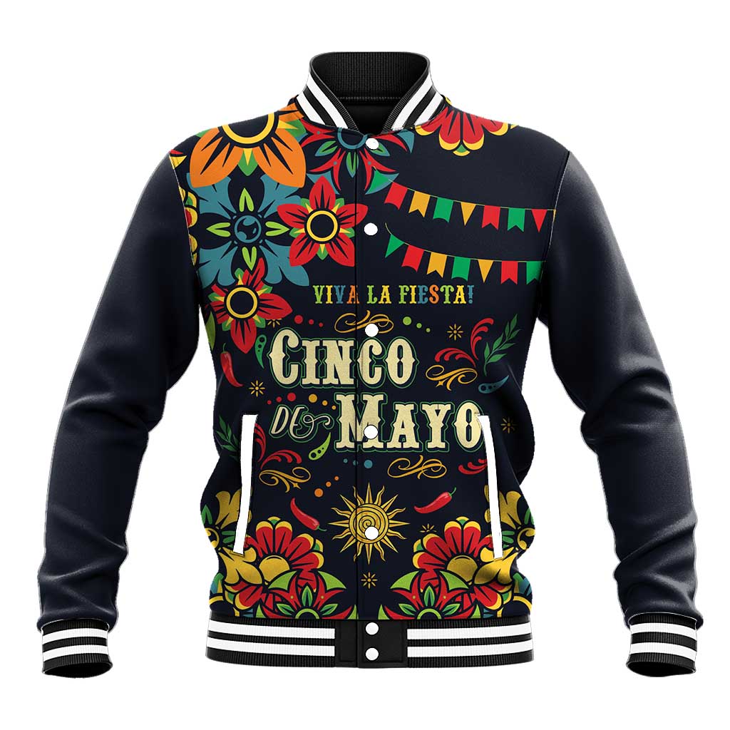 Personalized Cinco de Mayo Baseball Jacket Vibrant Flowers