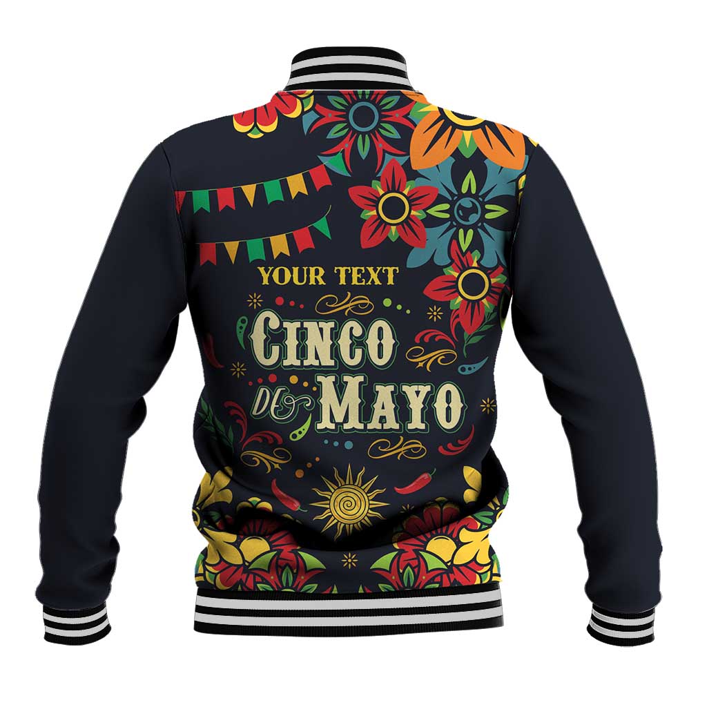 Personalized Cinco de Mayo Baseball Jacket Vibrant Flowers