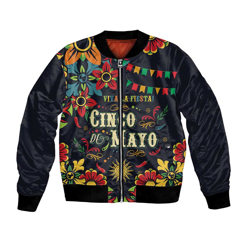 Personalized Cinco de Mayo Bomber Jacket Vibrant Flowers
