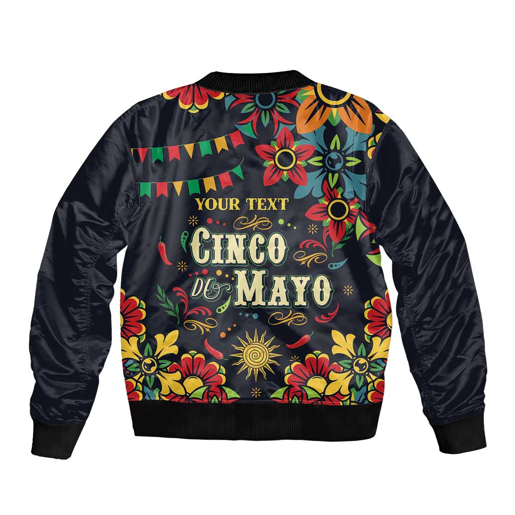 Personalized Cinco de Mayo Bomber Jacket Vibrant Flowers