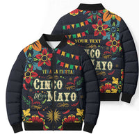 Personalized Cinco de Mayo Bomber Puffer Jacket Vibrant Flowers