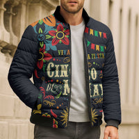 Personalized Cinco de Mayo Bomber Puffer Jacket Vibrant Flowers