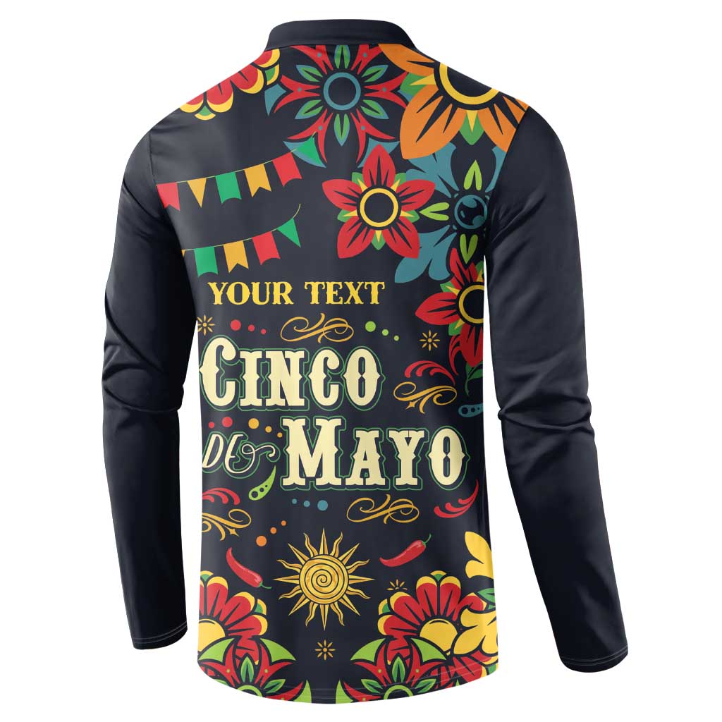 Personalized Cinco de Mayo Button Sweatshirt Vibrant Flowers