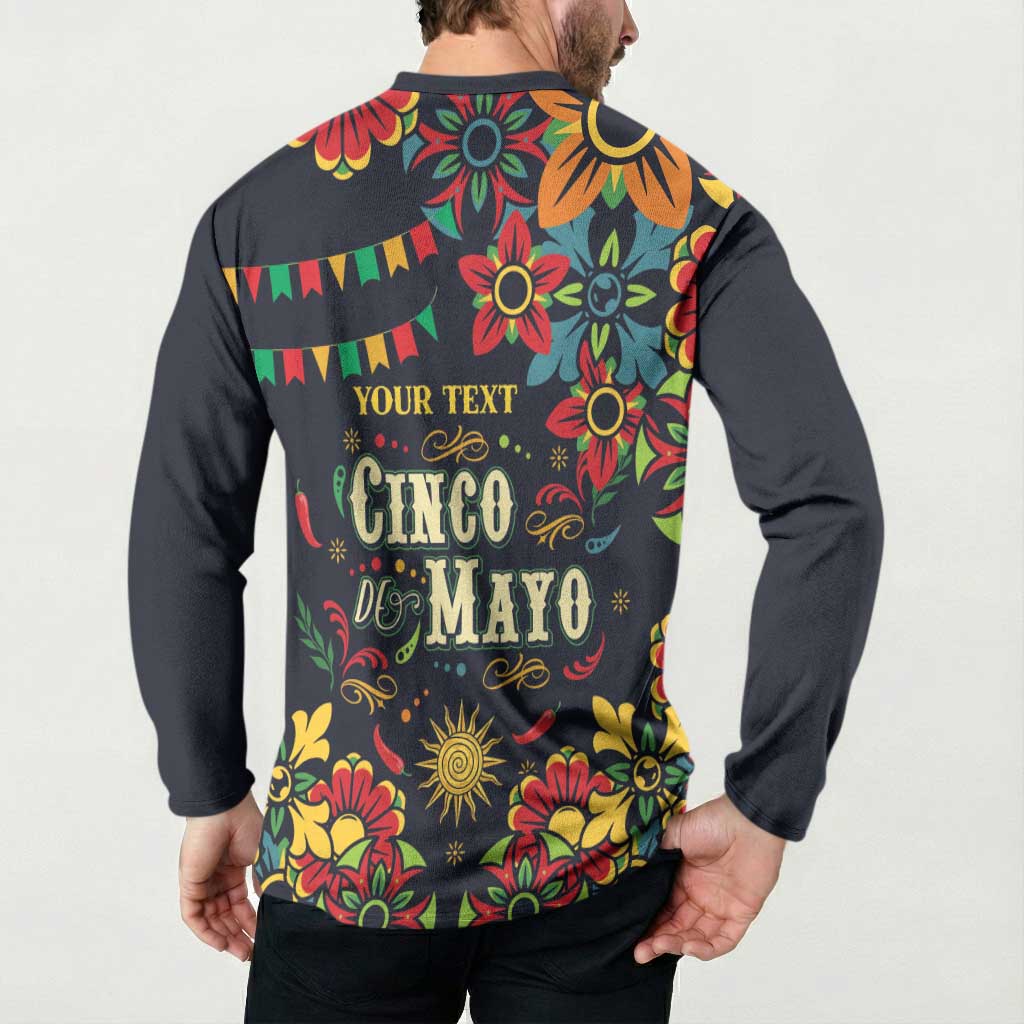 Personalized Cinco de Mayo Button Sweatshirt Vibrant Flowers