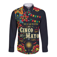 Personalized Cinco de Mayo Long Sleeve Button Shirt Vibrant Flowers
