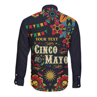 Personalized Cinco de Mayo Long Sleeve Button Shirt Vibrant Flowers