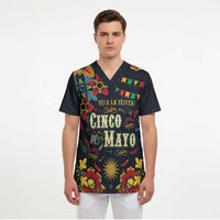 Personalized Cinco de Mayo Scrub Top Vibrant Flowers