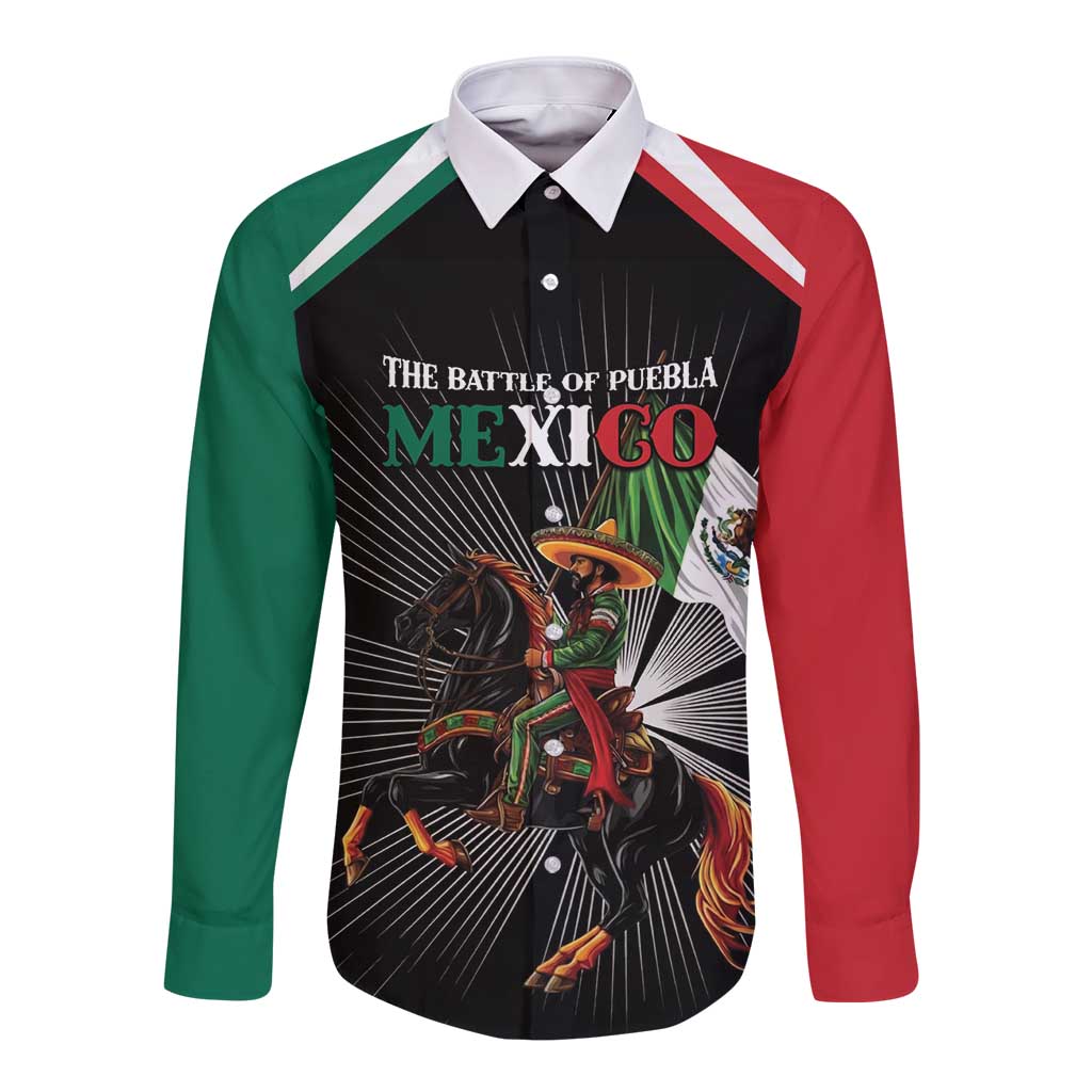 Mexico Battle of Puebla Long Sleeve Button Shirt Mexican Warrior