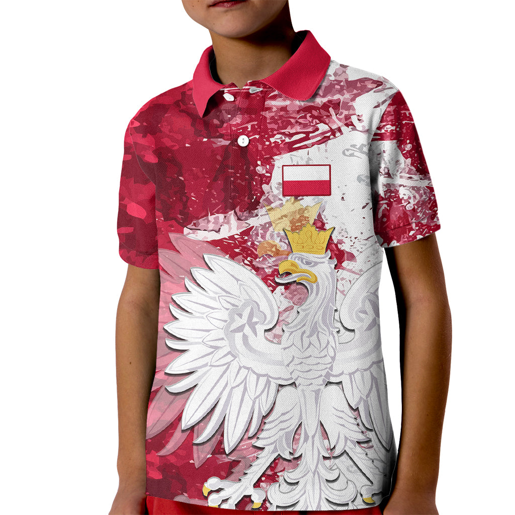 Poland Kid Polo Shirt Polska Coat Of Arms Flag Style - Wonder Print Shop