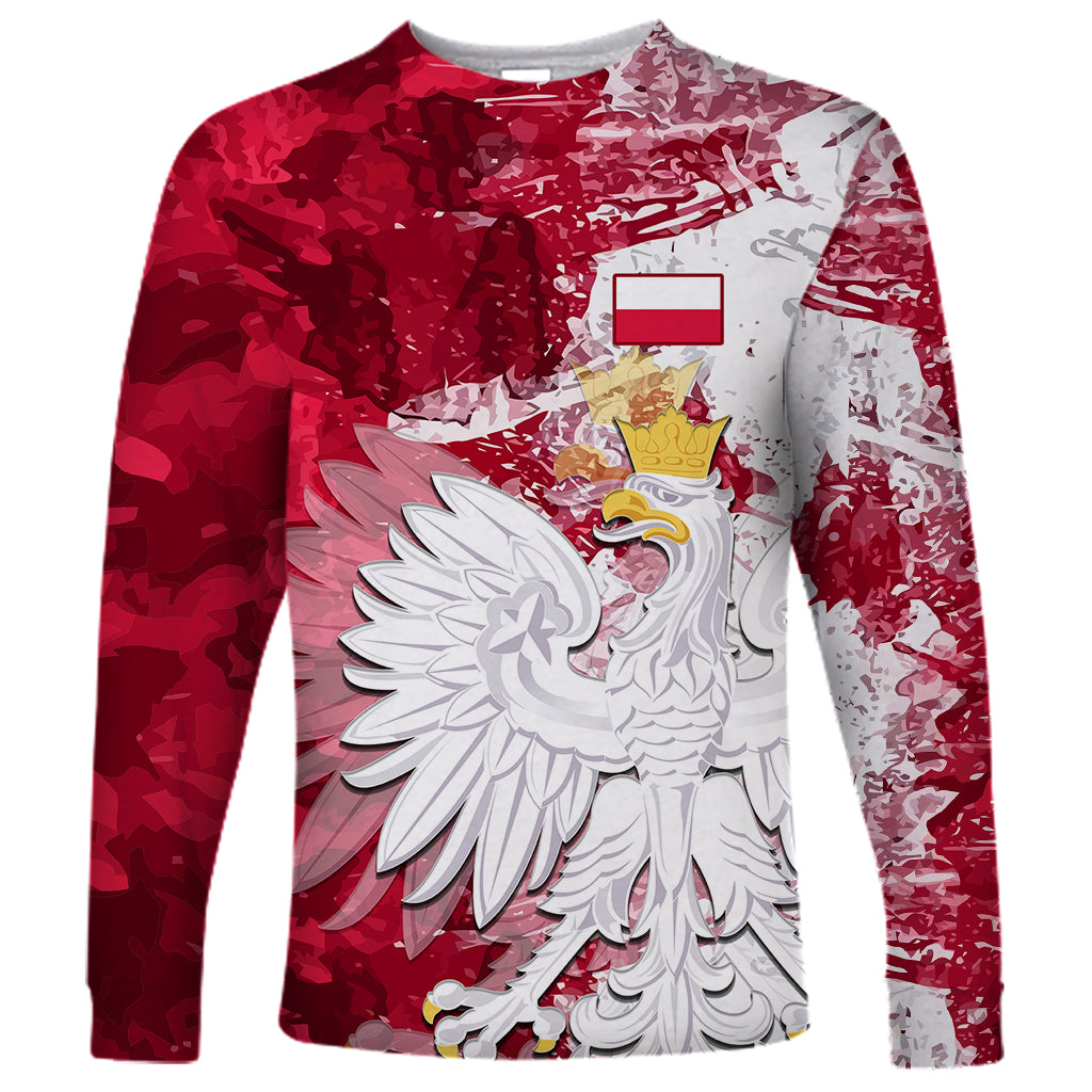 Poland Long Sleeve Shirt Polska Coat Of Arms Flag Style - Wonder Print Shop