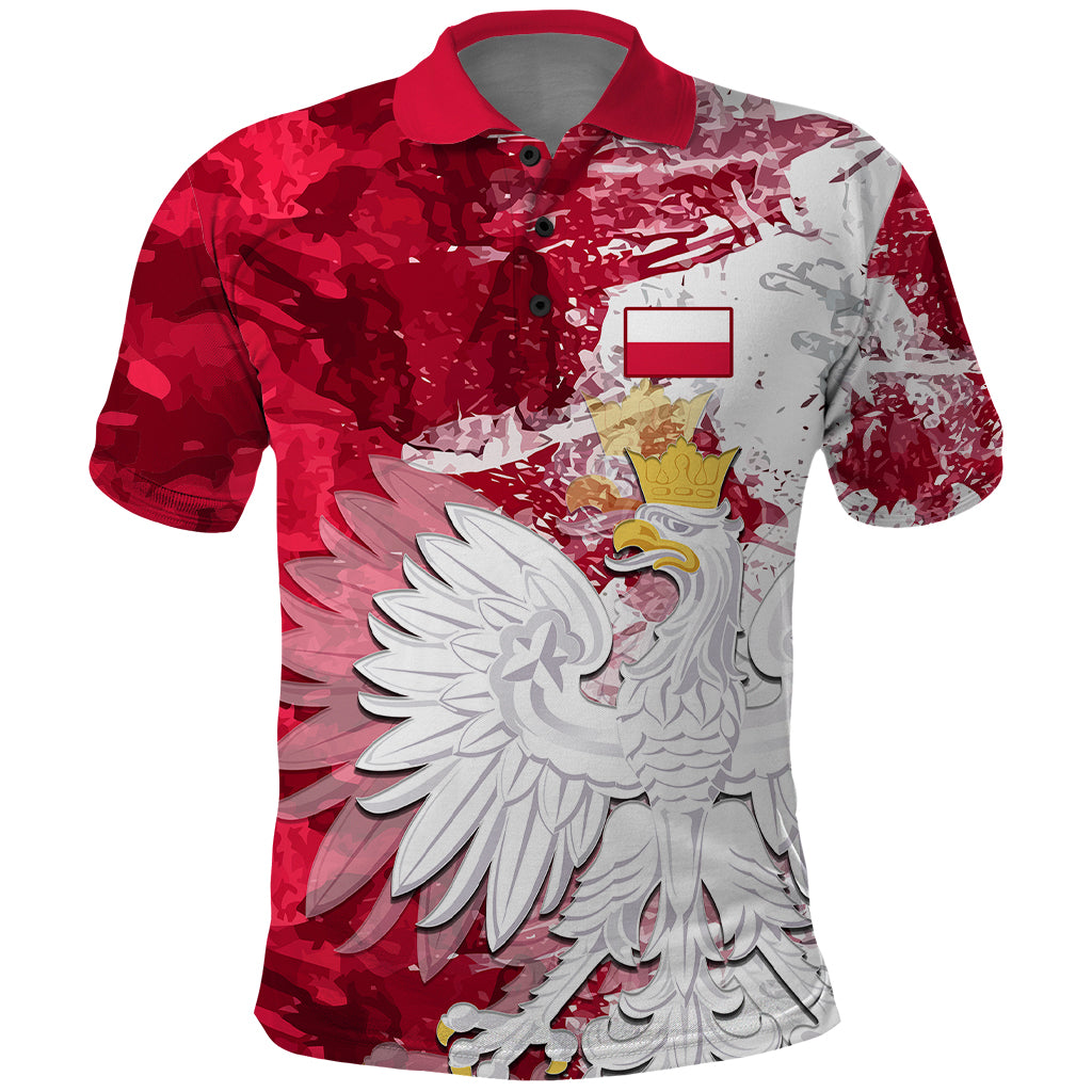 Poland Polo Shirt Polska Coat Of Arms Flag Style - Wonder Print Shop