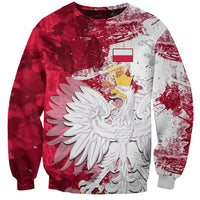 Unisex red and gray sweatshirt with Polish eagle crest front graphic
