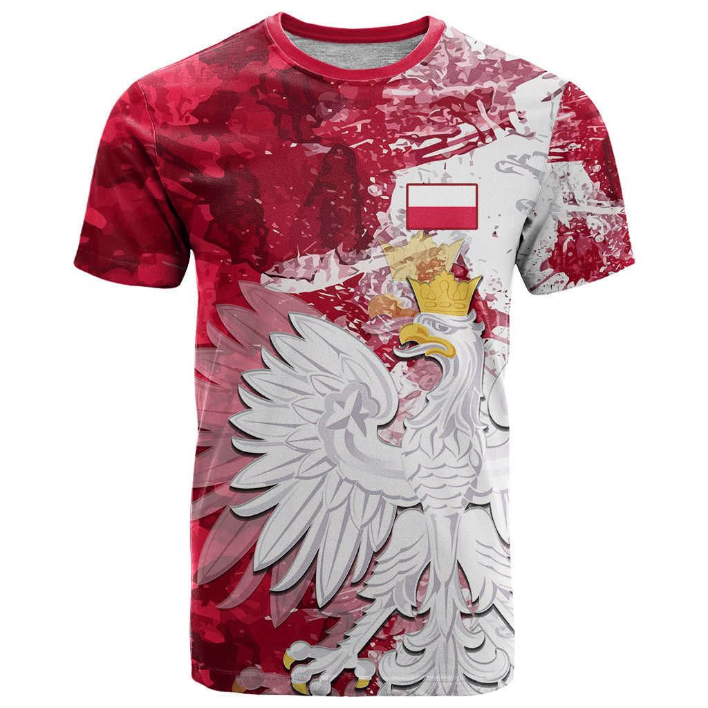 Poland T Shirt Polska Coat Of Arms Flag Style - Wonder Print Shop