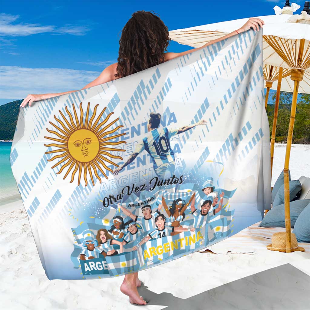 Argentina 2024 football champion sarong, white with blue stripes and sun crest