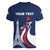 Personalized France 2024 Bonjour Women V-Neck T-Shirt Eiffel Tower Gallic Rooster - Wonder Print Shop