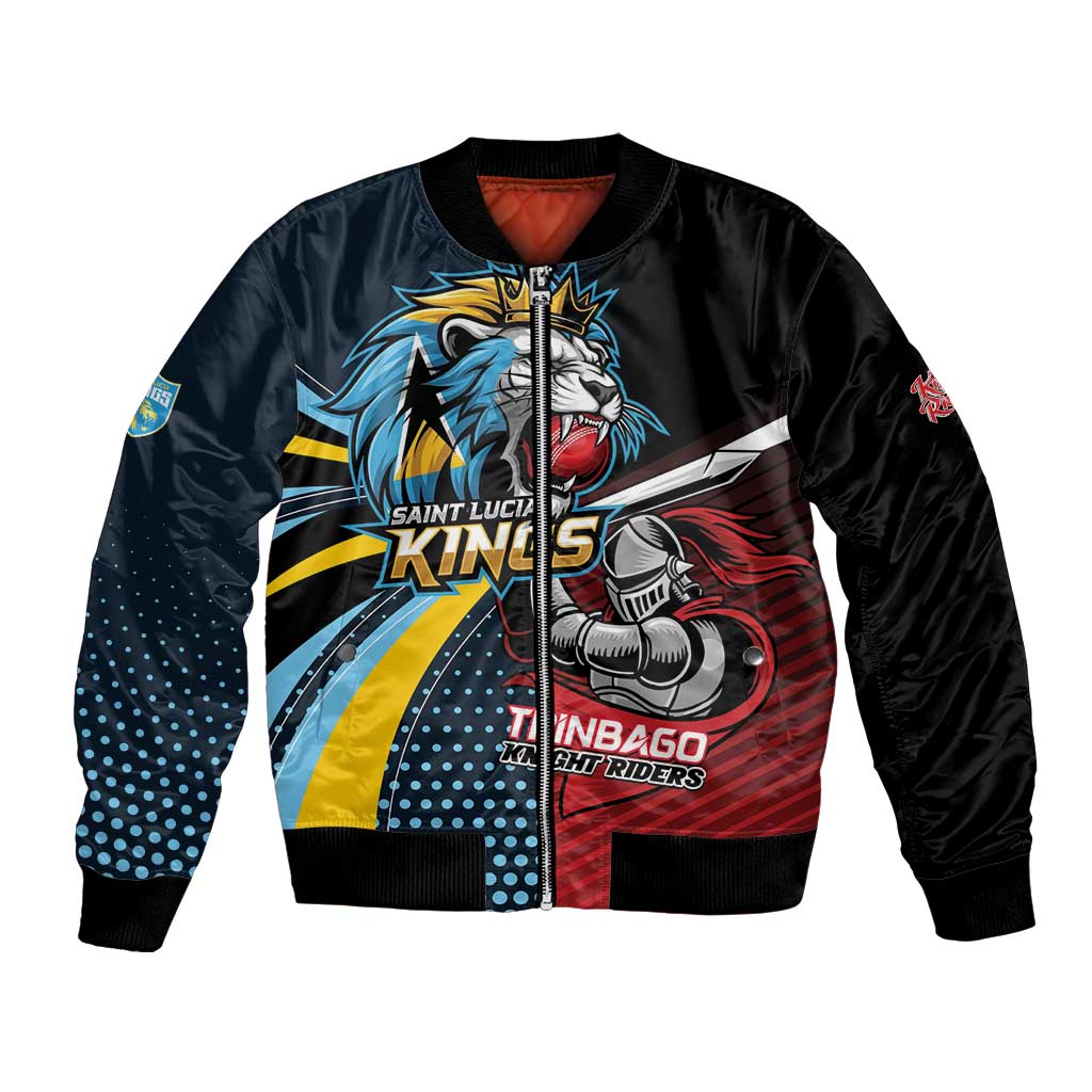 Knight Riders Trinbago Vs Kings St Lucia Cricket Bomber Jacket - Wonder Print Shop
