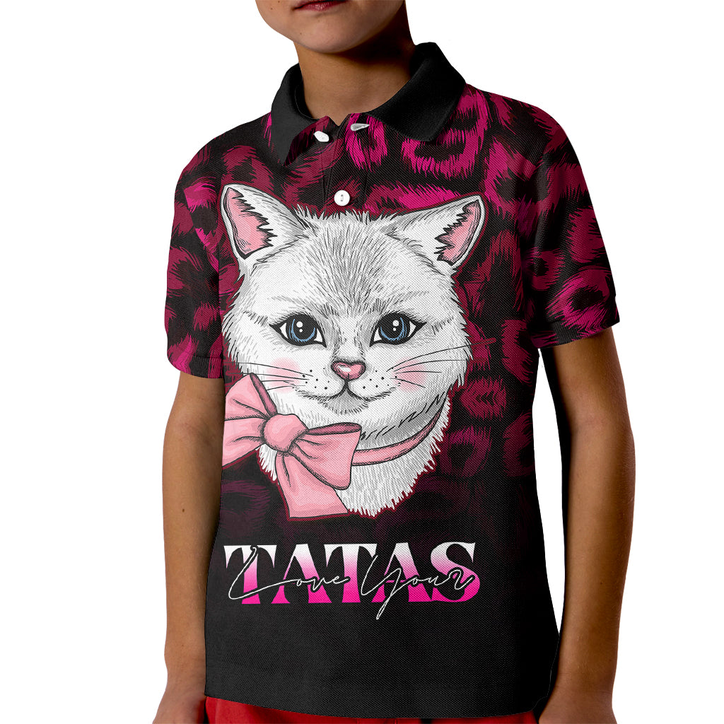 Personalised Love Your Tatas Kid Polo Shirt Cat Breast Cancer Awareness - Wonder Print Shop