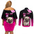 Personalised Pink Out Couples Matching Off Shoulder Short Dress and Long Sleeve Button Shirts Pug Dog Breast Cancer Awareness - Wonder Print Shop