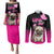 Personalised Pink Out Couples Matching Puletasi Dress and Long Sleeve Button Shirts Pug Dog Breast Cancer Awareness - Wonder Print Shop