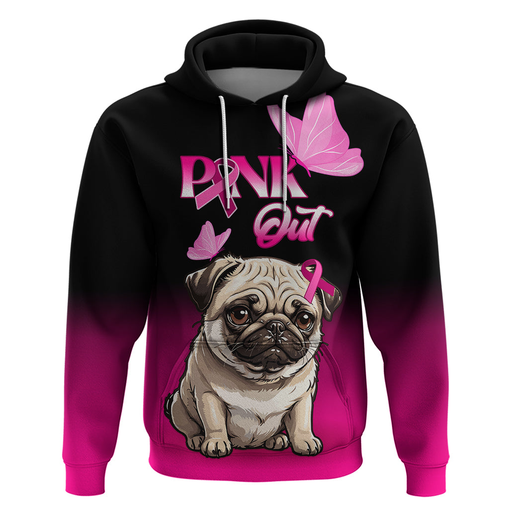 Personalised Pink Out Hoodie Pug Dog Breast Cancer Awareness - Wonder Print Shop