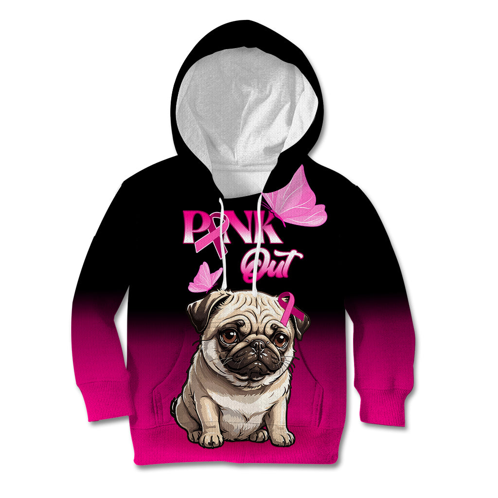 Personalised Pink Out Kid Hoodie Pug Dog Breast Cancer Awareness - Wonder Print Shop