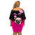 Personalised Pink Out Off Shoulder Short Dress Pug Dog Breast Cancer Awareness - Wonder Print Shop