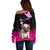 Personalised Pink Out Off Shoulder Sweater Pug Dog Breast Cancer Awareness - Wonder Print Shop