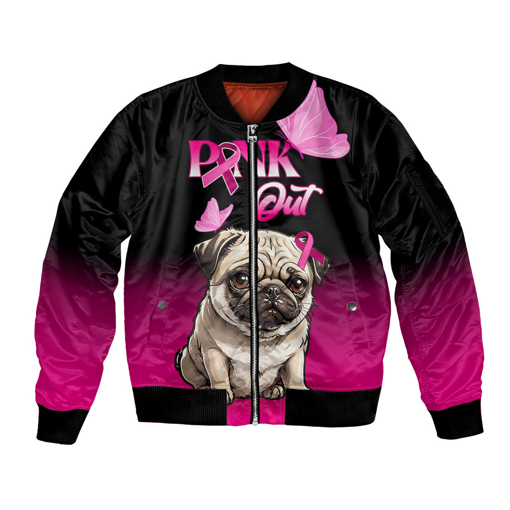 personalised-pink-out-sleeve-zip-bomber-jacket-pug-dog-breast-cancer-awareness