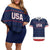 Custom USA Hockey Team Couples Matching Off Shoulder Short Dress and Hawaiian Shirt Go Champions