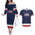 Custom USA Hockey Team Couples Matching Off The Shoulder Long Sleeve Dress and Hawaiian Shirt Go Champions