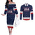 Custom USA Hockey Team Couples Matching Off The Shoulder Long Sleeve Dress and Long Sleeve Button Shirt Go Champions