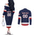 Custom USA Hockey Team Couples Matching Off The Shoulder Long Sleeve Dress and Long Sleeve Button Shirt Go Champions