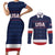 Custom USA Hockey Team Couples Matching Short Sleeve Bodycon Dress and Long Sleeve Button Shirt Go Champions