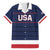 Custom USA Hockey Team Family Matching Off The Shoulder Long Sleeve Dress and Hawaiian Shirt Go Champions