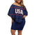 Custom USA Hockey Team Family Matching Off Shoulder Short Dress and Hawaiian Shirt Go Champions