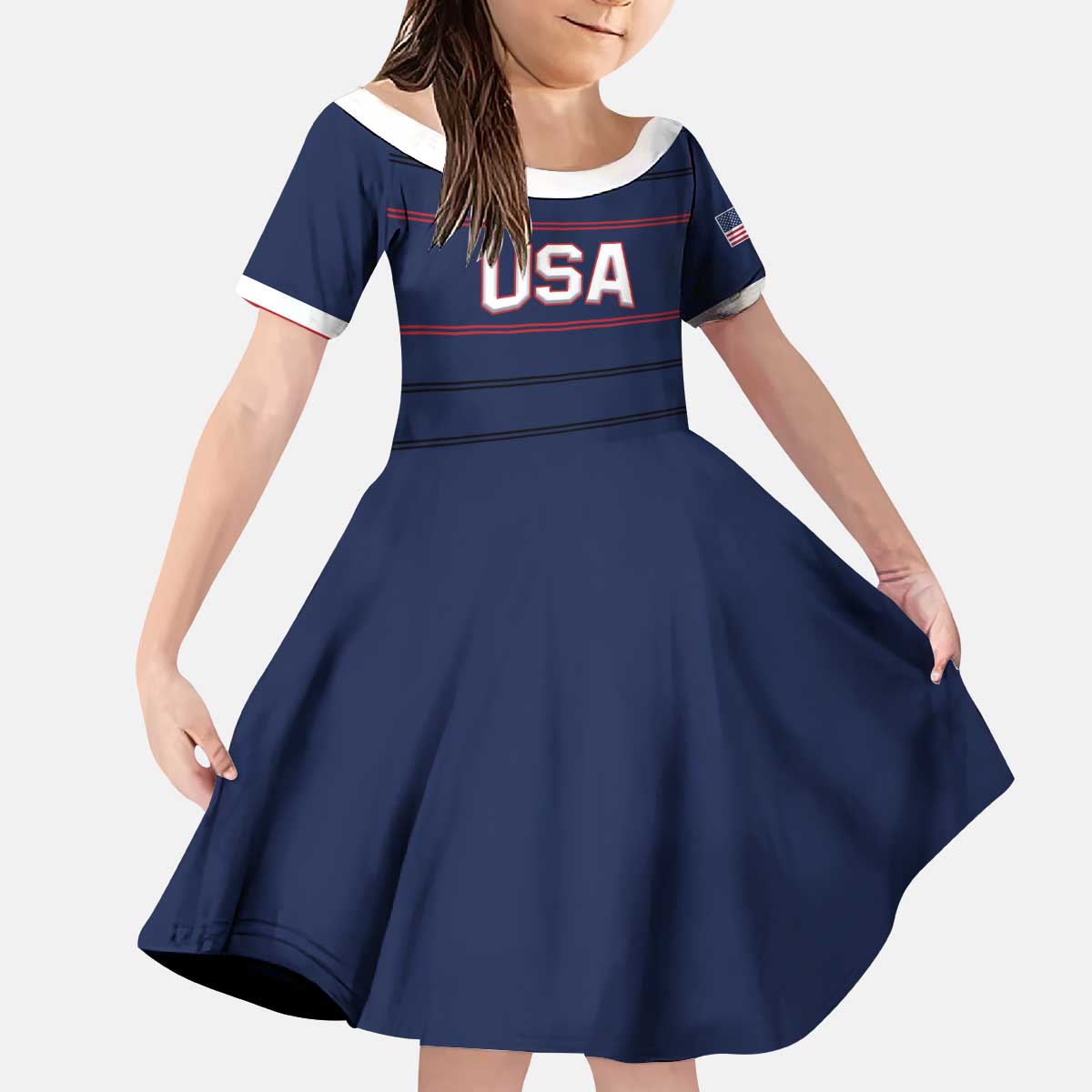 Custom USA Hockey Team Kid Short Sleeve Dress Go Champions