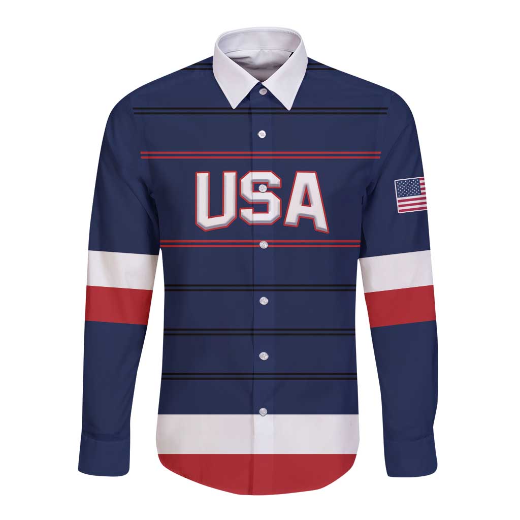 Custom USA Hockey Team Long Sleeve Button Shirt Go Champions