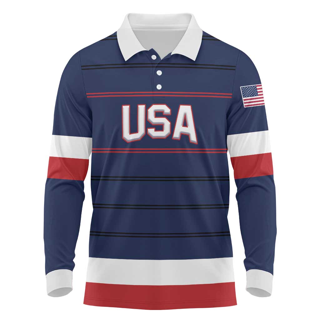 Custom USA Hockey Team Long Sleeve Polo Shirt Go Champions